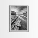Eroded Riverbed, Desert Rock, Serene Canyon, Long Exposure, Framed Canvas Print, Earth Tones, Dining Room Decor, Nature Inspired