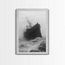 Haunted Ship, Foggy Sea, Maritime Ghost, Canvas Print, Nautical Wall Art, Pirate Ship Aesthetic, Halloween or Fall Home Decor
