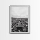 Rifle on Pebbles, Rustic Coastal, Survivalist Aesthetic, Canvas Print, Cabin Wall Art, Masculine Decor, Nature Minimalist Style