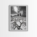 Desert Archway, Stone Ruins, Sunny Sky, Canvas Print, Rustic Travel Wall Art, Mediterranean Decor, Minimalist Earthy Aesthetic