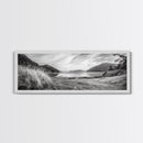 Mountain Lake Calm, Tranquil Nature Reflection, Forest Valley Art, Framed Canvas Print, Minimalist Wall Decor, Serene Landscape Print