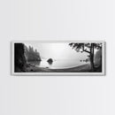 Misty Cove, Pacific Coast, Tranquil Shore, Canvas Print, Zen Nature Wall Art, Bathroom Decor, Moody Black and White Art