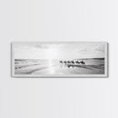 Beach Riders, Horseback Freedom, Seaside Journey, Canvas Print, Monochrome Wall Art, Coastal Living Room Decor, Nature Photography