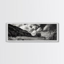 Cliff House, Ocean Cabin, Windy Coast, Framed Canvas Print, Moody Landscape Art, Rustic Wall Decor, Autumn Entryway Art