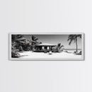 Beach House, Palm Retreat, Tropical Hideaway, Island Dream, Framed Canvas Print, Coastal Wall Art, Bedroom Decor, Tropical Vacation Aesthetic