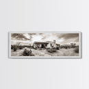 Desert Home, Adobe House, Rustic Pathway, Cactus Garden, Framed Canvas Print, Southwestern Decor, Living Room Wall Art, Western Aesthetic