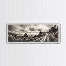 Coastal Road Journey, Overcast Ocean View, Scenic Drive Art, Framed Canvas Print, Fall Landscape Wall Art, Nature Lover, Living Room Decor
