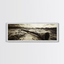 Didgeridoo Desert Scene, Tribal Instrument Art, Rustic Beach Vibe, Boho Music Decor, Framed Canvas Print, Eclectic Living Room Wall Art