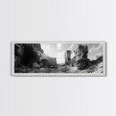 Coastal Rock Passage, Ocean Cliffside Art, Natural Texture Photography, Framed Canvas Print, Bathroom or Hallway Wall Art