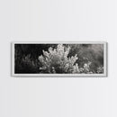 Frosted Bush, Winter Plant, Nature Closeup, Framed Canvas Print, Botanical Wall Art, Neutral Bedroom Decor, Rustic Autumn Style