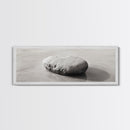 Smooth Beach Rock, Minimal Seascape, Zen Coastal Decor, Tranquil Framed Canvas Print, Modern Spa or Bedroom Wall Art