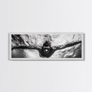 Underwater Swim, Black White Diver, Ocean Exploration, Canvas Print, modern bathroom wall art, sporty fitness vibe, minimalist ocean style