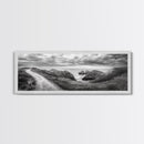 Cliff Path, Sea Escape, Moody Sky, Adventure Trail, Canvas Print, Modern Entryway Wall Art, Travel Photography, Nature Scene