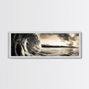 Barrel Wave, Tropical Storm, Surfer’s Dream, Framed Canvas Print, Ocean Power Wall Art, Coastal Living Room Photography Decor