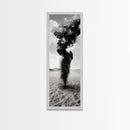 Smoke Storm, Desert Vortex, Abstract Motion, Surreal Art, Framed Canvas Print, Black and White Wall Art, Modern Office Decor, Dark Aesthetic