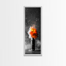 Fire Burst, Orange Explosion, Energy Impact, Fiery Blast, Framed Canvas Print, Abstract Modern Art, Gamer Room Decor, Bold Statement Piece