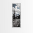 Mountain Landscape, Trail Pathway, Cloudy Sky, Nature Photography, Canvas Print, Rustic Cabin Decor, Adventure Hiker Wall Art