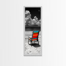 Colorful Chair, Ocean View, Peaceful Beach, Framed Canvas Print, Tropical Office Wall Art, Coastal Modern Decor, Relaxed Summer Vibe