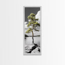 Twisted Pine Tree, Nature Serenity, Calm Wilderness, Coastal Forest, Framed Canvas Print Boho Bedroom Wall Art, Earth Tone Decor