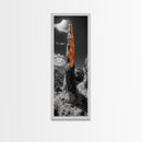 Orange Spire, Desert Rock, Natural Monument, High Contrast Landscape, Framed Canvas Print, Rustic Office Wall Art, Fall Desert Decor