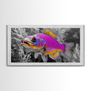 Neon Fish, Vibrant Sea Life, Underwater Wall Art, Ocean Fantasy, Framed Canvas Print, Kids Room Decor, Tropical Pop Art, Bold Colors