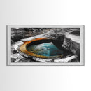 Geothermal Pool, Natural Wonders Photography, Yellowstone Landscape Decor, Earth Tones Wall Art, Framed Canvas Print, Bathroom Art