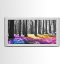 Rainbow Forest, Enchanted Woods, Dreamscape Landscape, Fantasy Nature, Framed Canvas Print whimsical nursery art, boho bedroom wall art