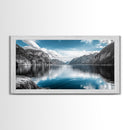 Mountain Lake, Blue Water, Fjord View, Canvas Print, Scandinavian Landscape, Calm Nature Wall Art, Office or Bedroom Modern Decor