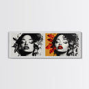 Autumn Leaves, Bold Lips Portrait, Fashion Face Art, Framed Canvas Print, Fall Wall Decor, Modern Bedroom Art, Boho Glam Aesthetic