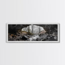 Forest Cave, Woodland Stream, Natural Light, Hidden Path, Framed Canvas Print, Cabin Wall Art, Rustic Decor, Adventure Photography