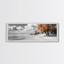 Sandy Beach Trees, Golden Autumn Coastline, Cloudy Sky Horizon, Canvas Print, Nature Coastal Art, Bathroom Wall Decor, Boho Fall Aesthetic