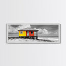 Yellow Cabin, Seaside Shack, Color Pop, Coastal Vibes, Framed Canvas Print, Beach House Wall Art, Bold Nautical Decoretic