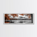 Autumn Trees, Lakeside Peace, Fall Foliage, Tranquil View, Framed Canvas Print, Fall Wall Art, Cabin Decor, Cozy Living Room Art