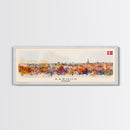 Aarhus Denmark  Panoramic Travel Poster, Framed Canvas Print or Metal Wall Art, Travel Art, Home Decor, Panoramic Painting, Midcentury Art