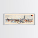Bruges Belgium Panoramic Travel Poster, Framed Canvas Print or Metal Wall Art, Travel Art, Home Decor, Panoramic Painting, Midcentury Art