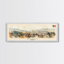 Piteti Romania Panoramic Travel Poster, Framed Canvas Print or Metal Wall Art, Travel Art, Home Decor, Panoramic Painting, Midcentury Art