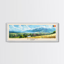 Pitesti Romania Panoramic Travel Poster, Framed Canvas Print or Metal Wall Art, Travel Art, Home Decor, Panoramic Painting, Midcentury Art