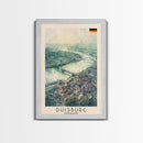 Duisburg, Germany Framed Canvas Print. Ideal Wall Art for Modern Living Room or Bedroom Decor, Stunning Urban Travel Poster.
