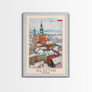 Olsztyn Poland Travel Poster Framed Canvas Print, Watercolor Painting, Scenic Wall Art, Home Decor, Polish Landscape, Classic Art