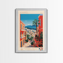 A Coruna Spain Travel Poster Framed Canvas Print, Midcentury Modern Art, Pop Art Home Decor, Scenic View Art, Vacation Gift, Living Room Wall Art, Cultural Print
