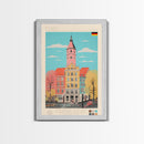 Essen Germany Travel Poster Framed Canvas Print, Midcentury Modern Art, Pop Art Wall Decor, Home Decor, Vacation Gift, Office Art