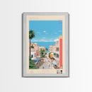 Glyfada Greece Travel Poster Framed Canvas Print, Midcentury Modern Art, Pop Art Wall Decor, Scenic Wall Art, Bedroom Decoration, Office Art