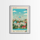 Grozny Russia Travel Poster Framed Canvas Print, Midcentury Modern Art, Pop Art Wall Decor, Scenic Wall Art, Living Room Decoration, Office Art