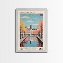 Haarlemmermeer Netherlands Travel Poster Framed Canvas Print, Midcentury Modern Art, Pop Art Wall Decor, Scenic Wall Art, Living Room Decoration, Office Art
