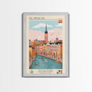 Helsingborg Sweden Travel Poster Framed Canvas Print, Midcentury Modern Art, Pop Art Wall Decor, Scenic Wall Art, Bedroom Decoration, Office Art