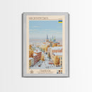 Kropyvnytskyi Ukraine Travel Poster Framed Canvas Print, Midcentury Modern Art, Pop Art Wall Decor, Home Decor, Vacation Gift, Office Art