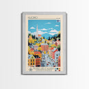 Kuopio Finland Travel Poster Framed Canvas Print, Midcentury Modern Art, Pop Art Wall Decor, Home Decor, Vacation Gift, Bedroom Art