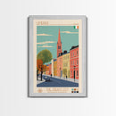 Limerick Ireland Travel Poster Framed Canvas Print, Wall Decor, Midcentury Modern Art, Pop Art, Scenic Art for Bedroom and Office