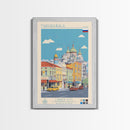 Makhachkala Russia Travel Poster Framed Canvas Print, Midcentury Modern Art, Pop Art Wall Decor, Scenic Wall Art, Living Room Decoration, Office Art
