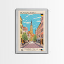 Mönchengladbach Germany Travel Poster Framed Canvas Print, Midcentury Modern Art, Pop Art Wall Decor, Scenic Living Room Art, Bedroom Gift